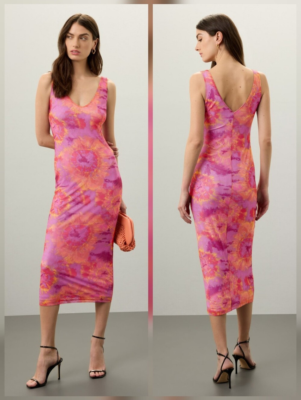 Ronny Kobo Tie Dye Mesh Maxi Dress V-neck Sleeveless Size S